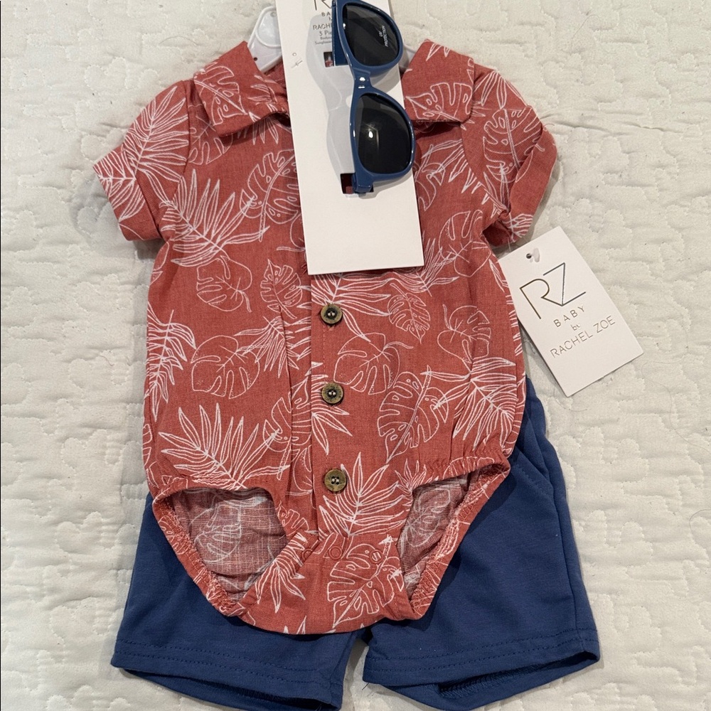Rachel Zoe Baby Leaf Print Shirt and Shorts Set